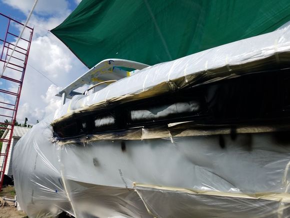 Hard to tell on the pics, but we painted a black stripe along where the windows will go