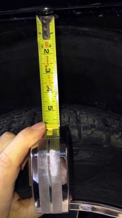 Front left height measurement from the top of the tire to the wheel well peak.
