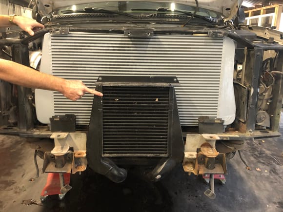 Old intercooler in front of new 