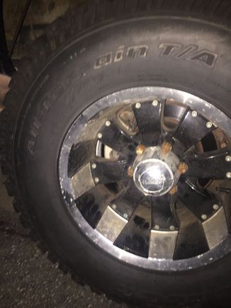 Since the tires i want have been discontinued i settled for a bfg at.... Now to find 2 or 3 more....this exact tire is the d loadrange atko that theyve discontinued and all the ko2s are e load range.... Cant catch a break, every time i decide on a tire i want they discontinue the damn thing!!!! ill probably pick up one more D load range and then swap to ko2 when i kill the two tires on front....