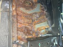 Common rust from drain in firewall being blocked from leaves