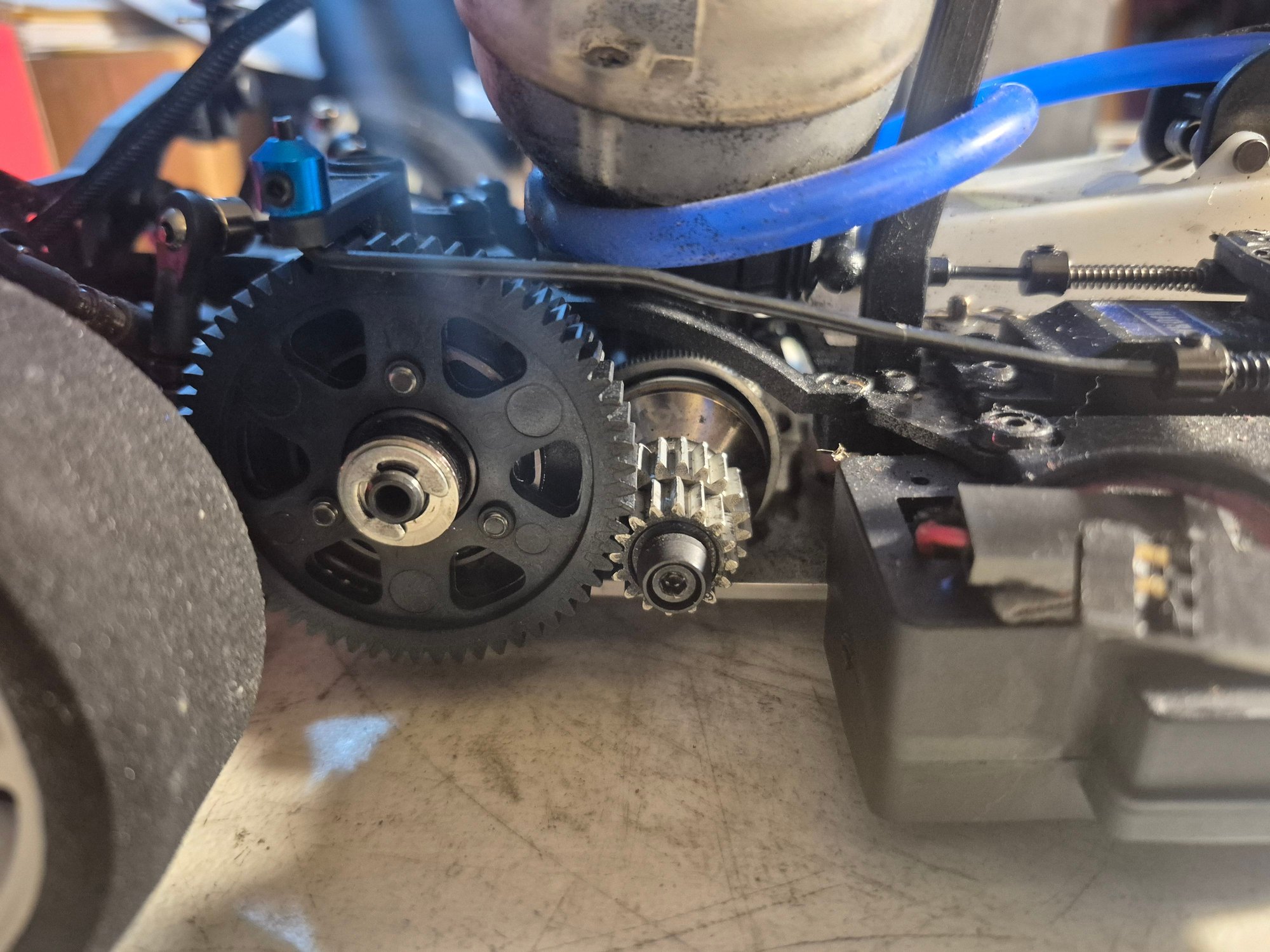 The RRR first gear spur fits perfectly, and the RRR belts are the same,so if anybody is running the r4 the RRR belts and the first spur gear im ,the second gear may work but may have to modify it some 