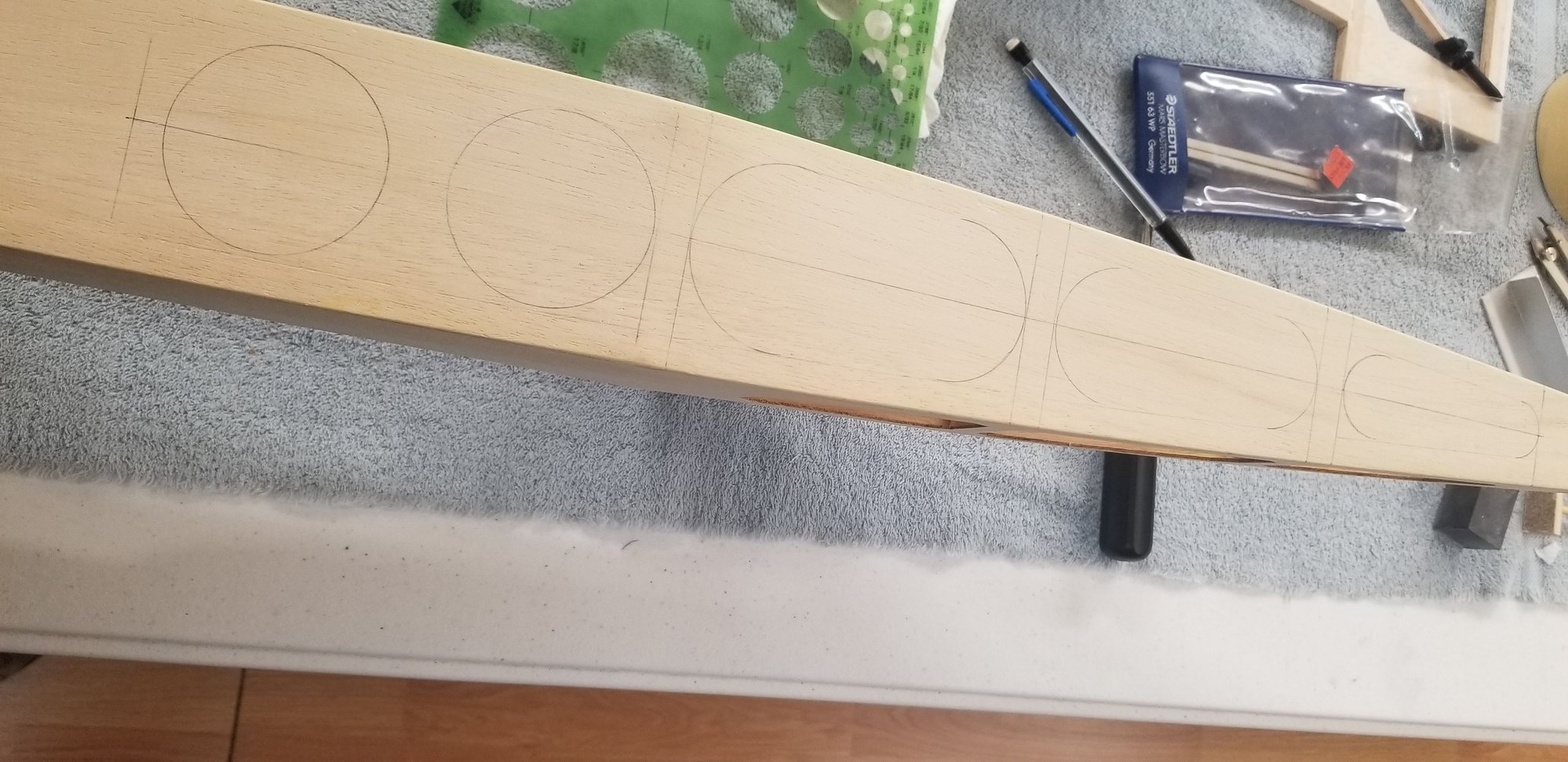 Fuselage belly laid out ready to make cuts -
