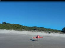 Sling shot into strong Westerly off the beach sand.