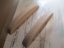 These are the tips for both the stabilizer and elevators.  Solid 3/4" balsa.  I've drawn a line that goes around the perimeter of each tip denoting the center.