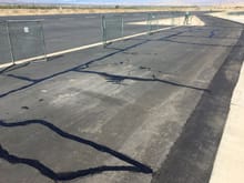 Cracks being filled with Hard Rubber