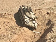 Tamiya M551 Sheridan on ditch crossing obstacle. See Instagram video.