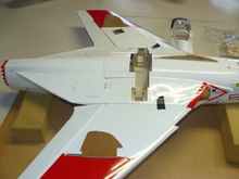 Catapult skid hook and wing stab. fins fitted.