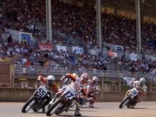 Last time I went to the AMA Flat Track 1/2 Mile Nationals, this lone Aprilia showed his heels cleanly to the entire Harley pack.   
   Aprilia street bikes are also fantastic machines!