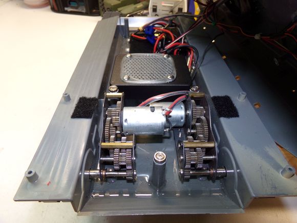 I reused the Hooben gearboxes.  They are loud, but seem to work OK.  They are slow for a modern tank.