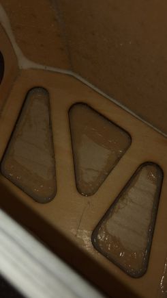 Solid rear spar visible through servo access opening, this is one of two parallel solid birch spars that go from one retract bay to the other bypassing original weakened poplar ply spars