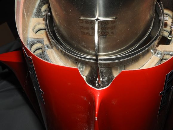 Move your pitch & yaw vector to their exterme positions and remove fuselage material as required so there is no contact.