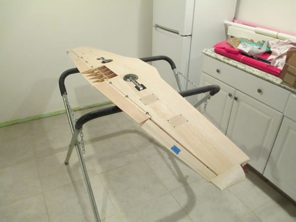 Construction of the fuselage began by removing the wing from my build table to make some room!