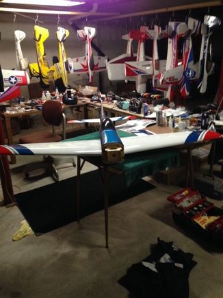 Lots of foamies stored nicely from ceiling!