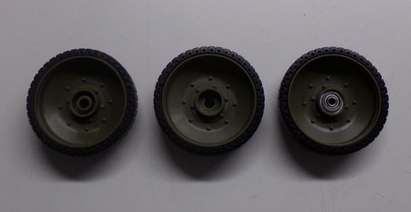 Outer road wheel from left to right - Stock/Modified/Bearing installed