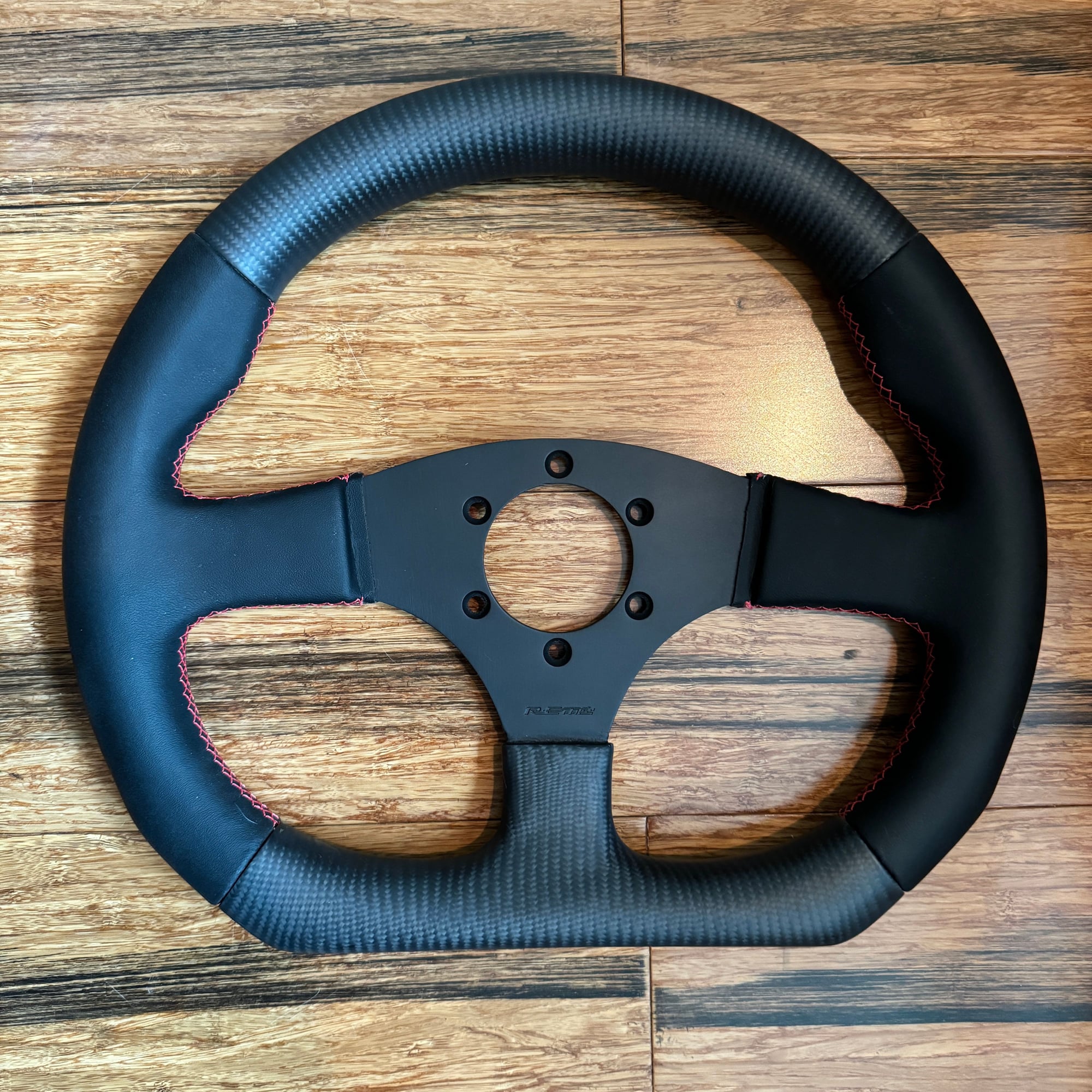 Interior/Upholstery - RE-Amemiya D-Cut Carbon / Leather Steering Wheel - Used - 1992 to 2002 Mazda RX-7 - Birmingham, MI 48323, United States