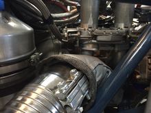 Custom heat blanket covers 321 ss header. A second piece covers the flex pipe .