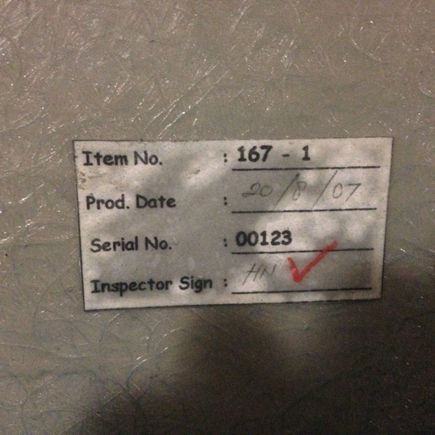 Identification tag on the back if anyone can identify what company this bumper came from.