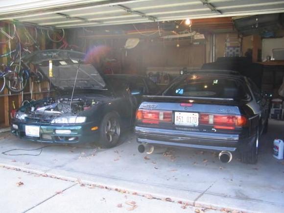 friend's 97 S14 with SR20 swap and my 89 RX7 with 13bt swap