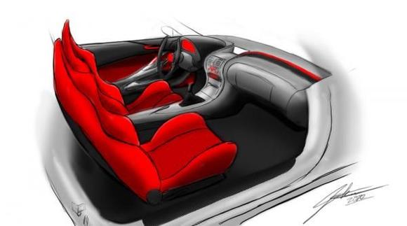 Interior Mock up, retaining a S5-S6 similarities. Haltch/Stack type cluster setup. Recaro Racing buckets.

Features a more modern/futuristic sensibility in terms of a full breed sports car.