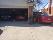 My Garage, i have 4 cars i own plus a company car,  The left is 2010 Rx8, Then Z33 2005 350z, 2006 Mazdaspeed6, in front of the 6 is a 2007 CX7.  Company car is a 2020 CX-9 GT