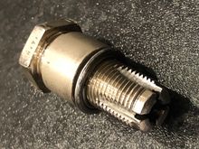 Modified spark plug to used as thread cleaning tool.