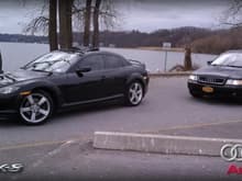My RX-8 and friend's Audi A4 (ignore his winter rims) at Irondequiot Bay, Webster, NY.