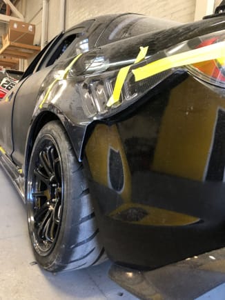 Rear flares are going to get painted and no diy openings in the 'gills' either as the body specialist felt the carbon quality was questionable 