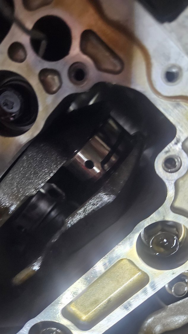 Photo of black fluid running down crank.
