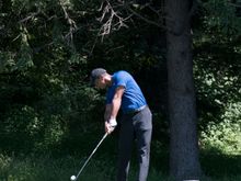Tiger teeing off.
