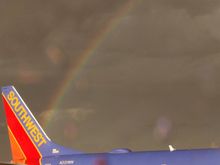 I just landed at Denver. This rainbow says it all setting on Southwest.