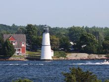 Rock Island Light Clayton, NY. Viewed from our boat tour.  We were supposed to make another boat trip today which would have given us access to the lighthouse, but the weather....