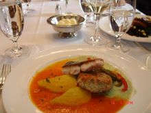 Salmon fillet and crabcake