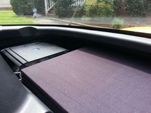 Under the hardtop with the rear speaker amplifier