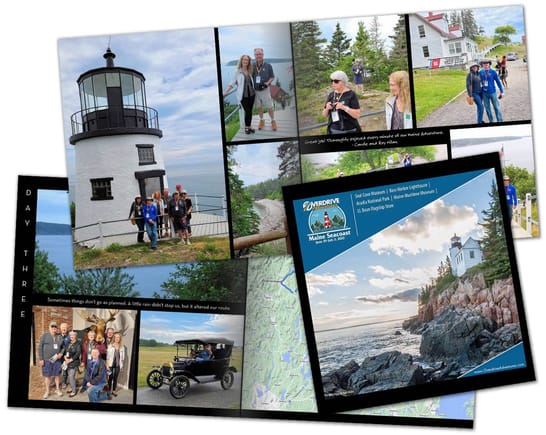 The Maine Seacoast Adventure memory book collage.