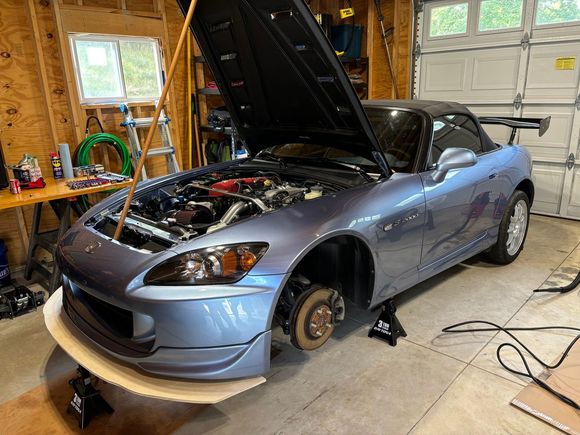 Work in progress! Getting a custom splitter built from 1/2” birch and trying to get it mounted frame mounted around my intercooler piping (DevSport won’t work). Getting close.