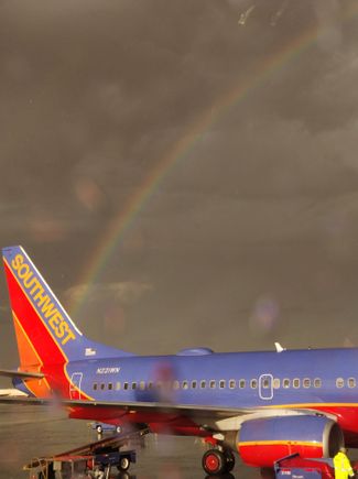 I just landed at Denver. This rainbow says it all setting on Southwest.