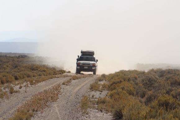 here he comes out of the dust