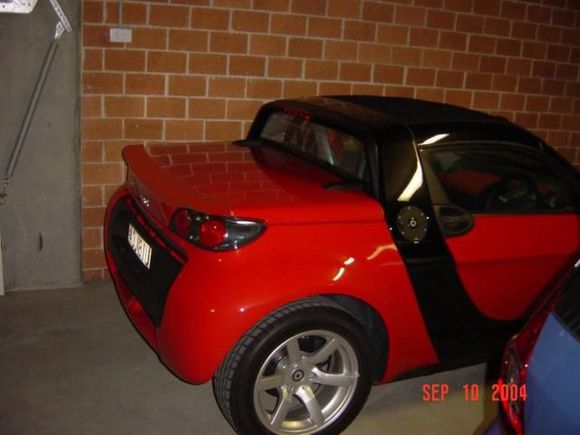 Smart with red spoiler