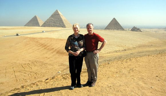 909 Debbie and Larry and the three pyramids.JPG