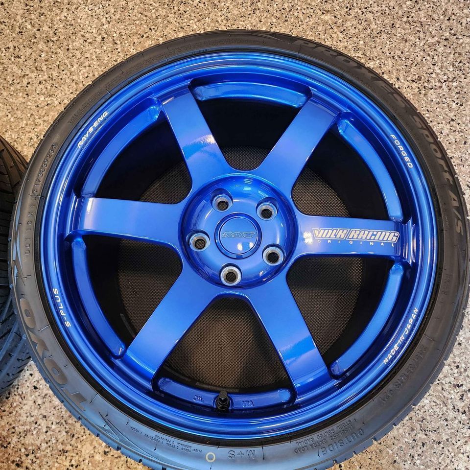 Wheels and Tires/Axles - Hyper Blue 18x9.5 +38 5x114.3 Volk Racing TE37s on 245/35 Toyo Tires - Used - All Years  All Models - Ellicott City, MD 21043, United States