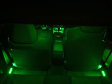 green leds under dash, doors, hvac controls, and rear floor