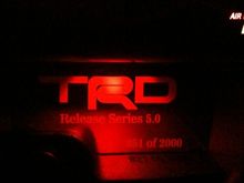 Custom made TRD Cubby with my series number lit up. Thanks to scoobasteve4123. He's the man. Fast responses and even faster shipping. Lol. Definitely see him for any custom cubby panels.