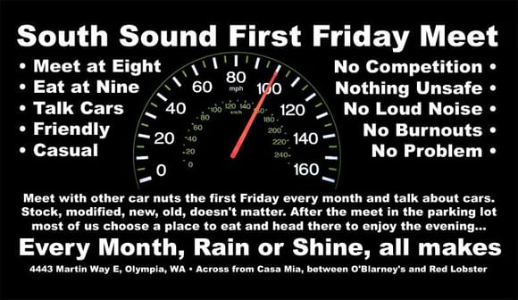 South Sound First Friday Meet, hand-out cards.