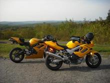 SH at Hogback MT, Vermont with my sons Triumph 675 Daytona