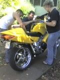 2000 vfr800, custom german wolf exhaust-undertail/carbonfiber, all aluminum on bike is polished and the wheels were chromed by former owner