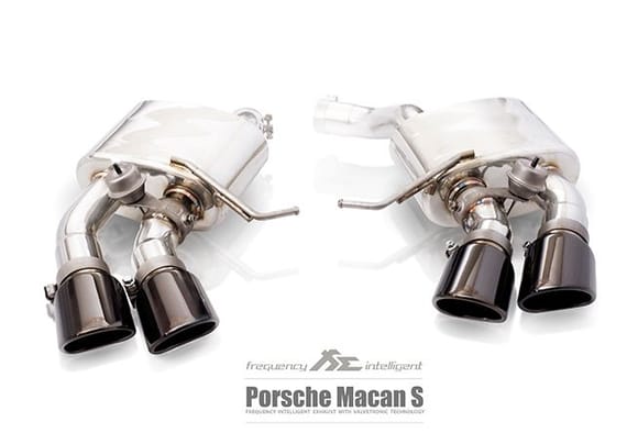 Fi Exhaust for Porsche Macan S/GTS – Valvetronic muffler with diamond black quad tips.