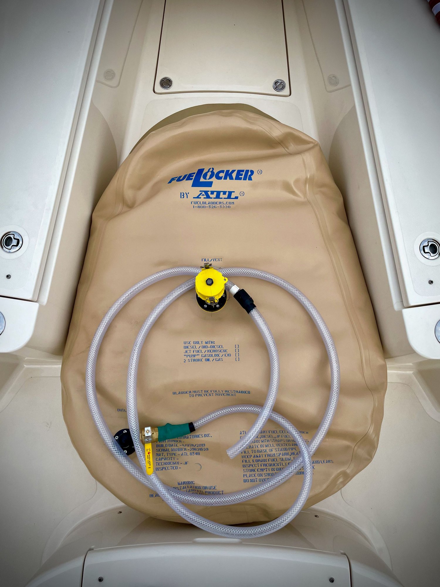 100Ga Fuel Bladder Install Center Console (detailed) Southport 33FE The Hull Truth Boating