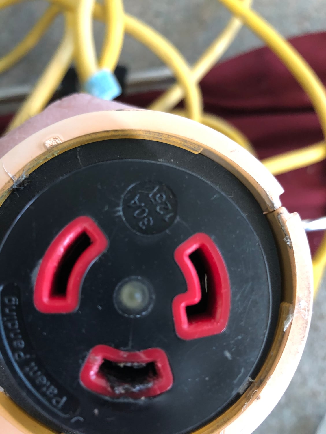 30 amp shore power cable arching (Picture) - The Hull Truth