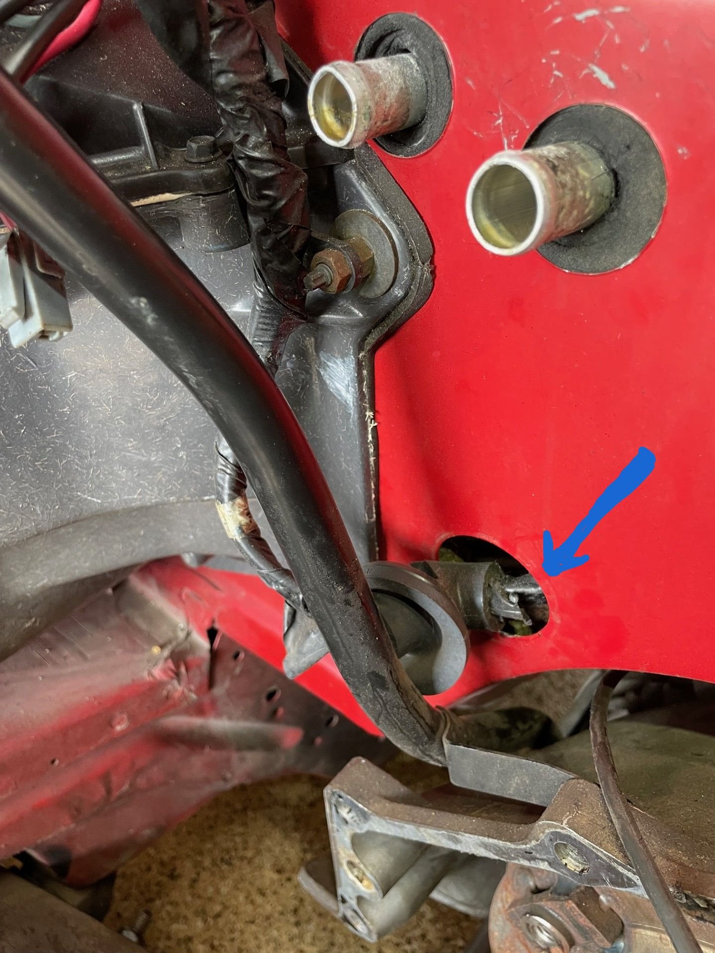 This picture was taken before the black HVAC box was removed but it shows the HVAC blower motor wire bundle that I need to disconnect.